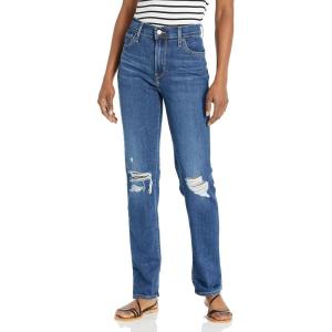 Levi’s Womens 724 High Rise Straight Jeans(Indigo Destructed)