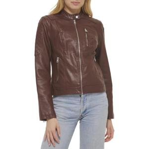 Levi’s Women’s Faux Leather Motocross Racer Jacket (Standard and Plus)(Dark Brown)
