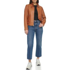 Levi’s Women’s Faux Leather Motocross Racer Jacket (Standard and Plus)(Mocha Latch Collar)