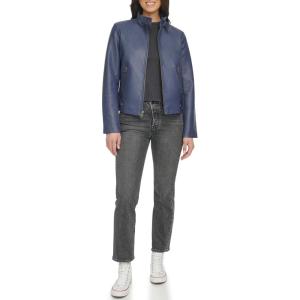 Levi’s Women’s Faux Leather Motocross Racer Jacket (Standard and Plus)(Odyssey Grey Latch Collar)