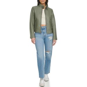 Levi’s Women’s Faux Leather Motocross Racer Jacket (Standard and Plus)(Sage Latch Collar)