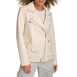 Levi’s Women’s Oversized Faux Leather Belted Motorcycle Jacket (Standard & Plus Sizes)(Oyster)
