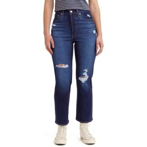 Levi’s Women’s Ribcage Straight Ankle Jeans(Dark Indigo Destructed)