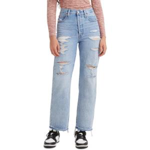 Levi’s Women’s Ribcage Straight Ankle Jeans(Light Indigo Destructed)