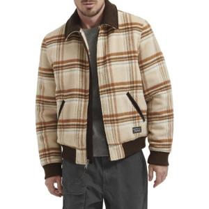 Levi’s mens Levi’s Men’s Mixed Media Western Plaid Bomber Jacket(Cream Plaid)