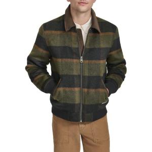 Levi’s mens Levi’s Men’s Mixed Media Western Plaid Bomber Jacket(Green Plaid)