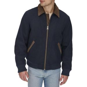 Levi’s mens Levi’s Men’s Mixed Media Western Plaid Bomber Jacket(Solid Navy)