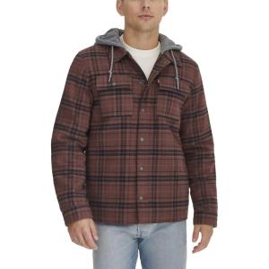Levi’s mens Plaid Sherpa Lined Hooded Shirt Jacket (Regular & Big & Tall Sizes)(Bitter Chocolate Plaid)