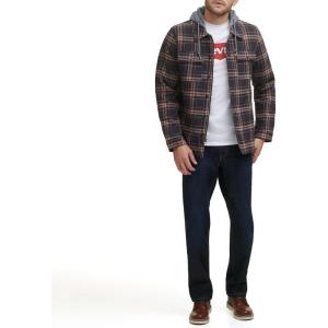 Levi’s mens Plaid Sherpa Lined Hooded Shirt Jacket (Regular & Big & Tall Sizes)(Brown Glen Plaid)