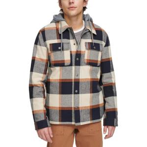 Levi’s mens Plaid Sherpa Lined Hooded Shirt Jacket (Regular & Big & Tall Sizes)(Hooded Skater Plaid)
