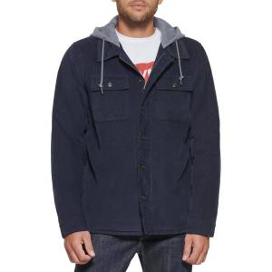 Levi’s mens Plaid Sherpa Lined Hooded Shirt Jacket (Regular & Big & Tall Sizes)(Navy Corduroy)