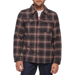 Levi’s mens Plaid Sherpa Lined Hooded Shirt Jacket (Regular & Big & Tall Sizes)(New Brown/Tan Plaid)