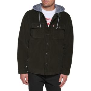 Levi’s mens Plaid Sherpa Lined Hooded Shirt Jacket (Regular & Big & Tall Sizes)(Olive Corduroy)