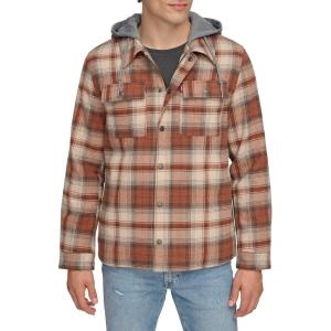 Levi’s mens Plaid Sherpa Lined Hooded Shirt Jacket (Regular & Big & Tall Sizes)(Sunset Ombre Plaid)