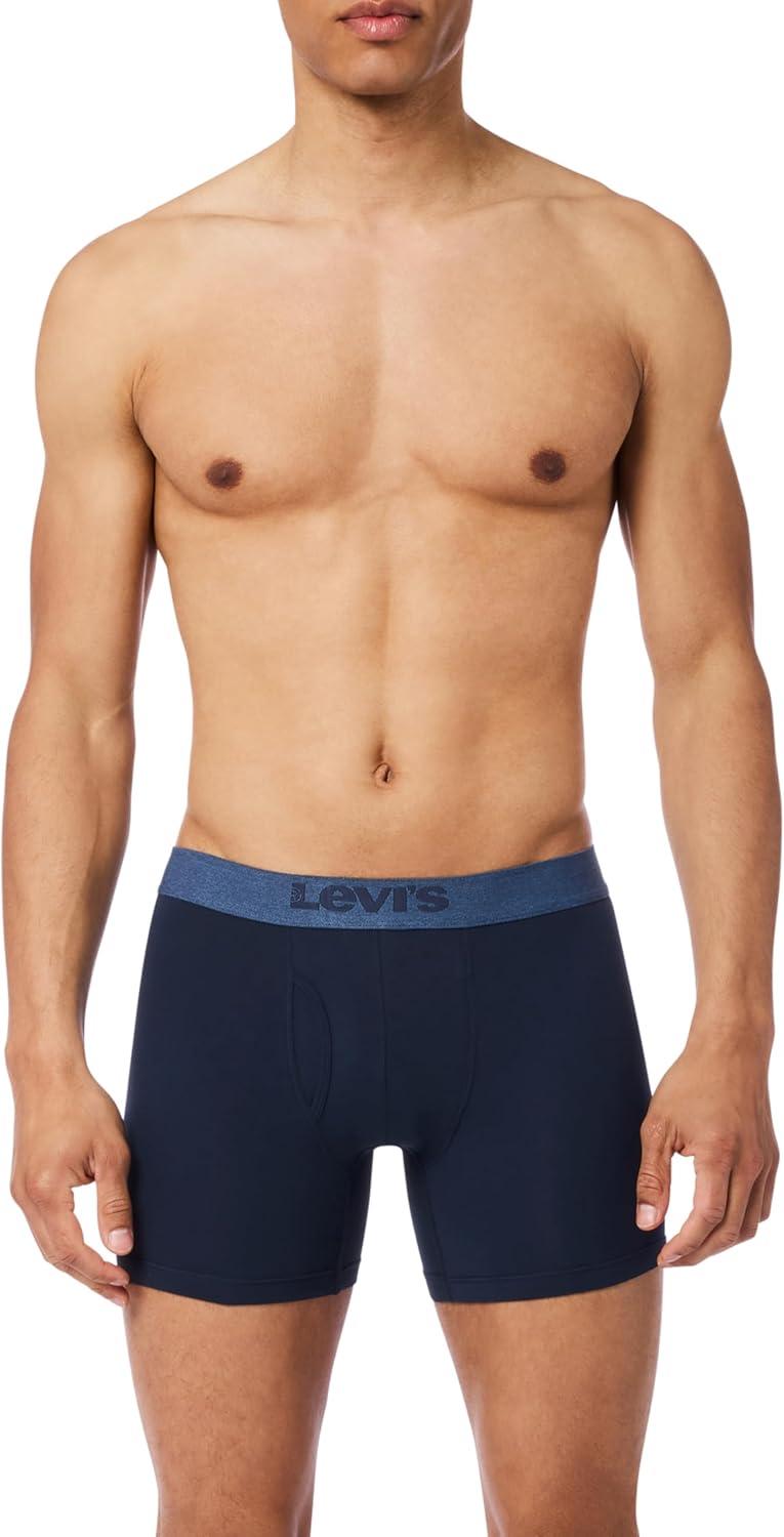 imageLevis Mens 10pack Boxer Brief With Melange Waistband Soft Cotton Tagfree Breathable ComfortBlue Combo