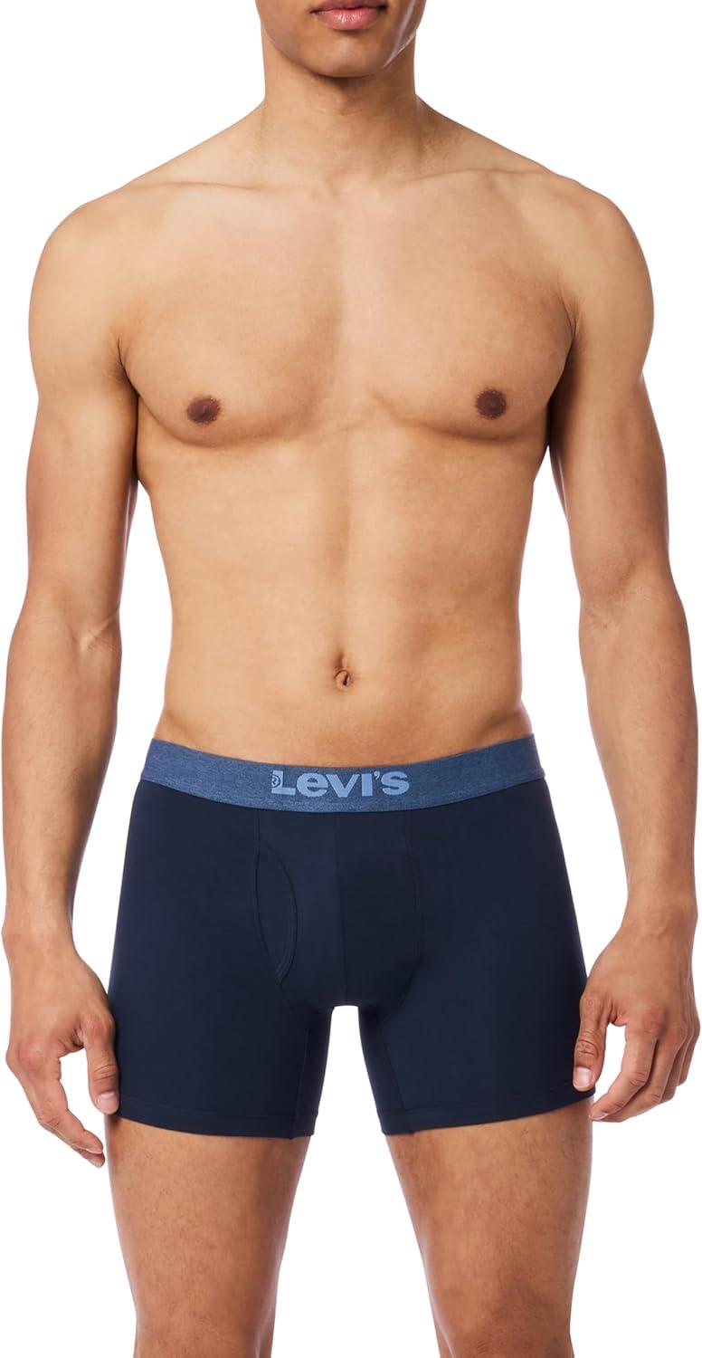 imageLevis Mens 10pack Boxer Brief With Melange Waistband Soft Cotton Tagfree Breathable ComfortBlue Combo