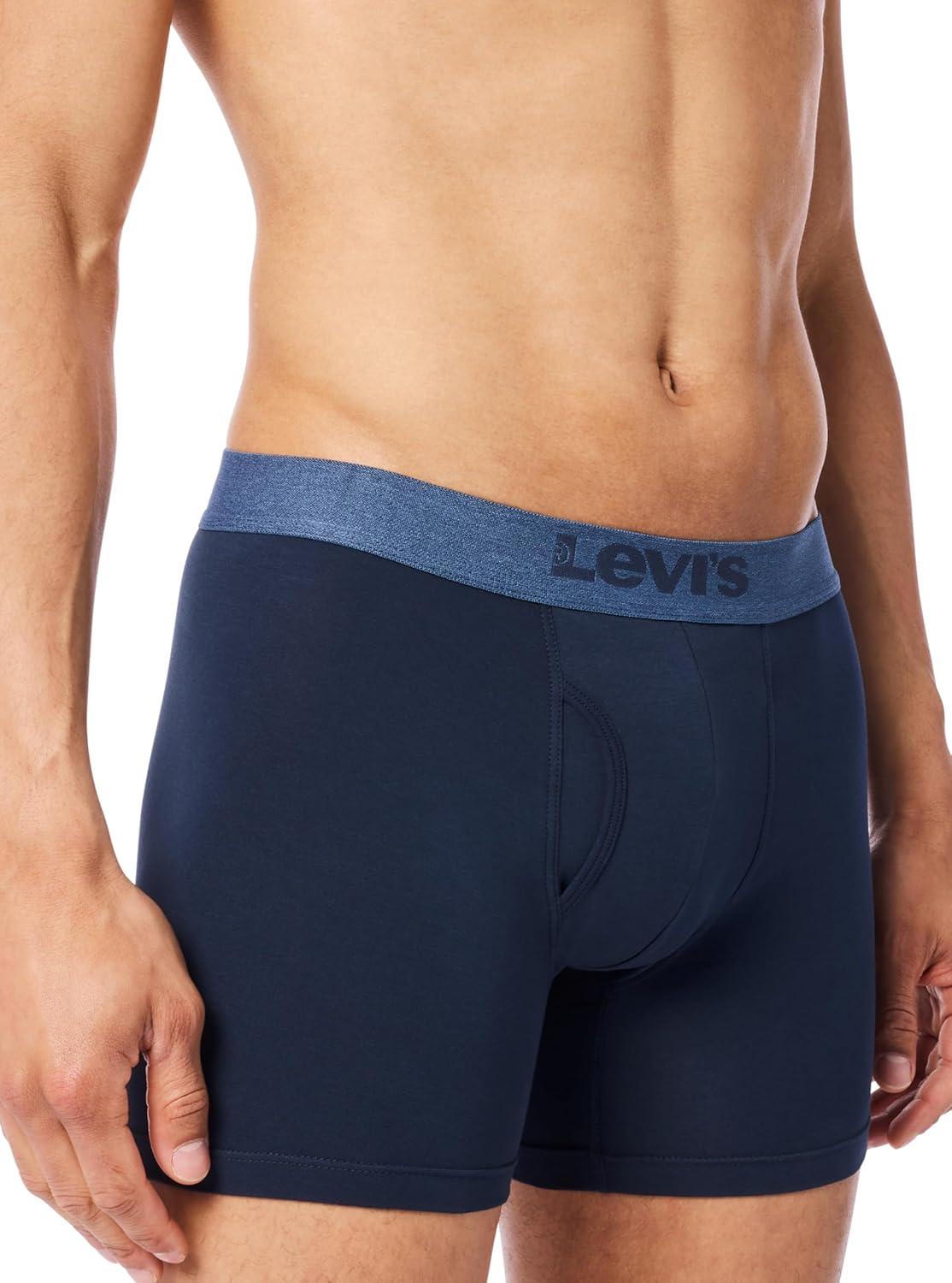 imageLevis Mens 10pack Boxer Brief With Melange Waistband Soft Cotton Tagfree Breathable ComfortBlue Combo