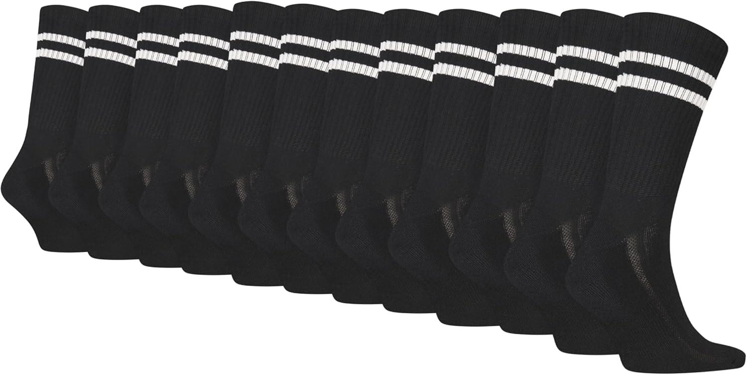 imageLevis Mens 12pack Crew Socks Cushioned Footbed Arch Support amp Mesh VentilationBlackWhite