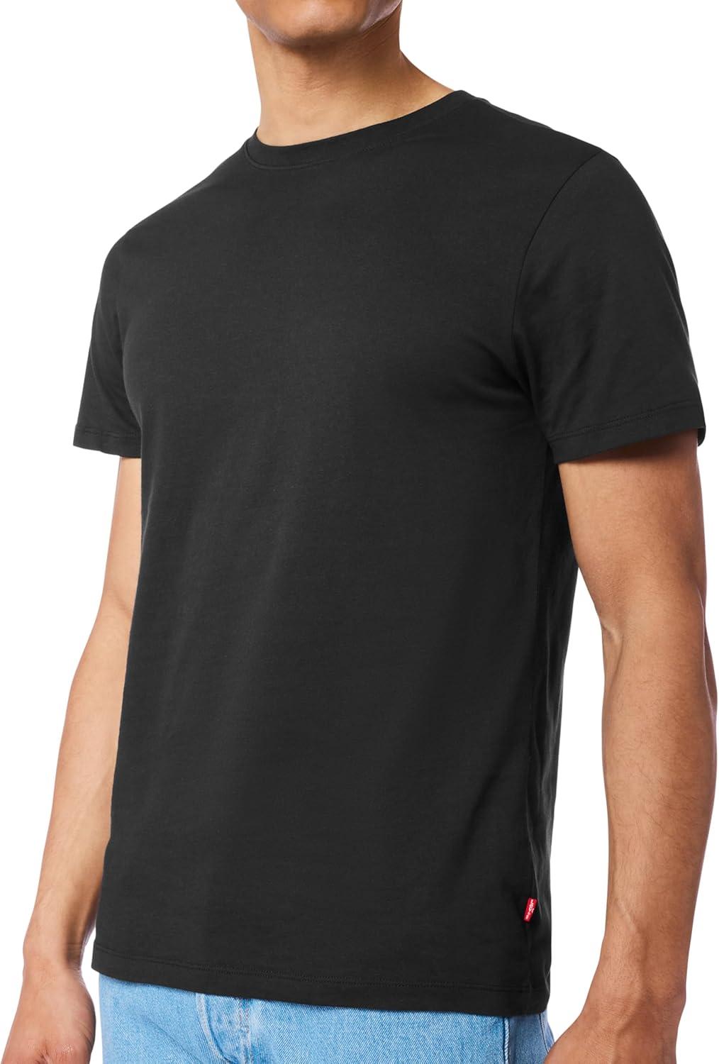 imageLevis Mens 4Pack Basic Crew Neck TShirt Soft Cotton TagFree Breathable ComfortBlack Combo