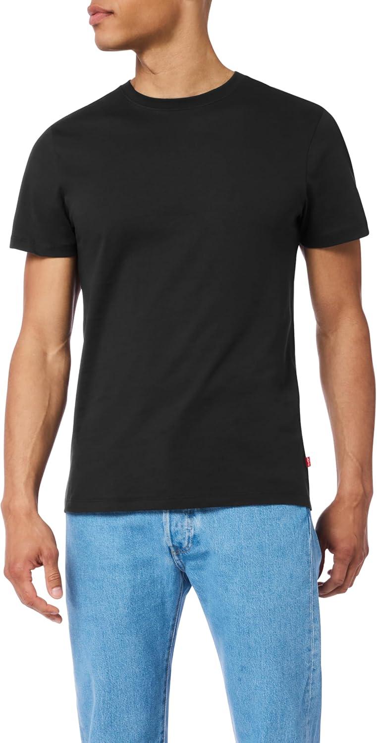 imageLevis Mens 4Pack Basic Crew Neck TShirt Soft Cotton TagFree Breathable ComfortBlack Combo