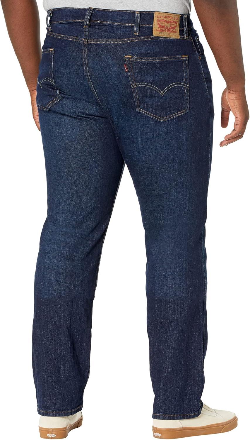 imageLevis Mens 505 Regular Fit Jeans Also Available in Big amp TallNail Loop Knot Dark Indigo