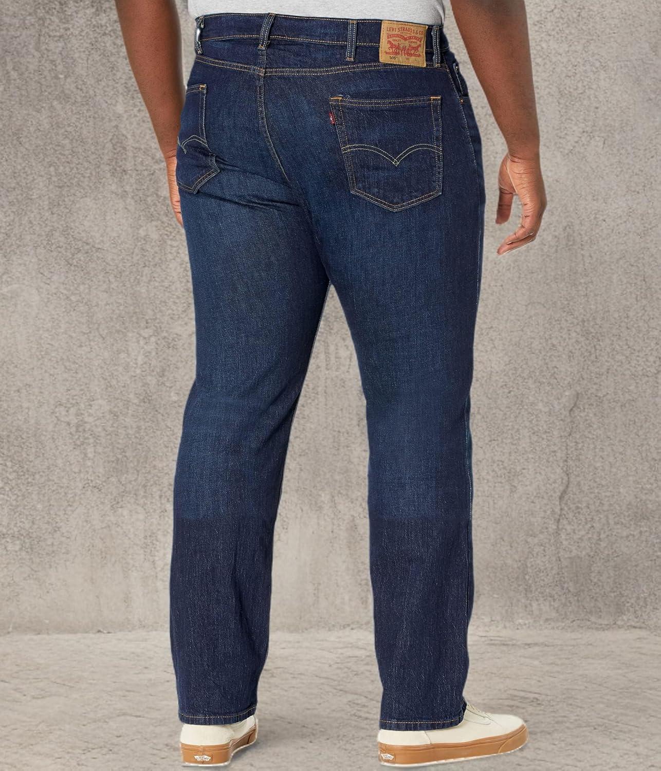 imageLevis Mens 505 Regular Fit Jeans Also Available in Big amp TallNail Loop Knot Dark Indigo