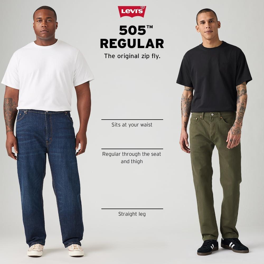 imageLevis Mens 505 Regular Fit Jeans Also Available in Big amp TallNew Blackdiscontinued