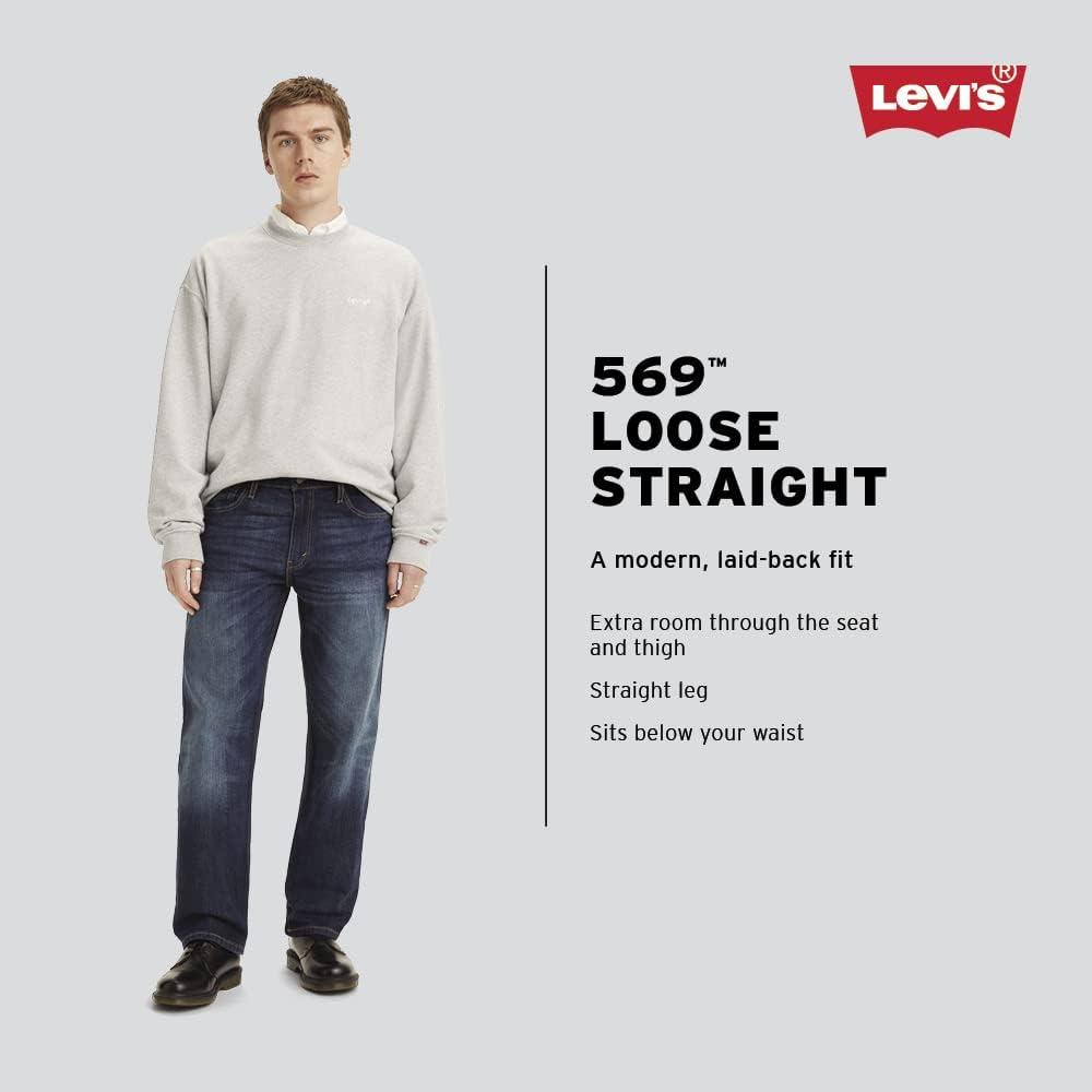 imageLevis Mens 569 Loose Straight Fit JeansDark Chipped