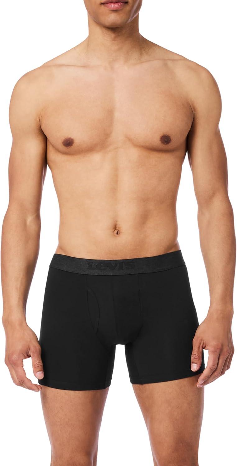 imageLevis Mens 5pack Boxer Brief With Melange Waistband Soft Cotton Tagfree Breathable ComfortBlack Combo
