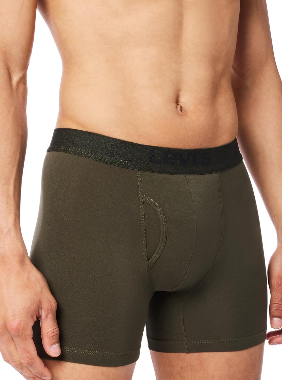 imageLevis Mens 5pack Boxer Brief With Melange Waistband Soft Cotton Tagfree Breathable ComfortBlackGreen Combo