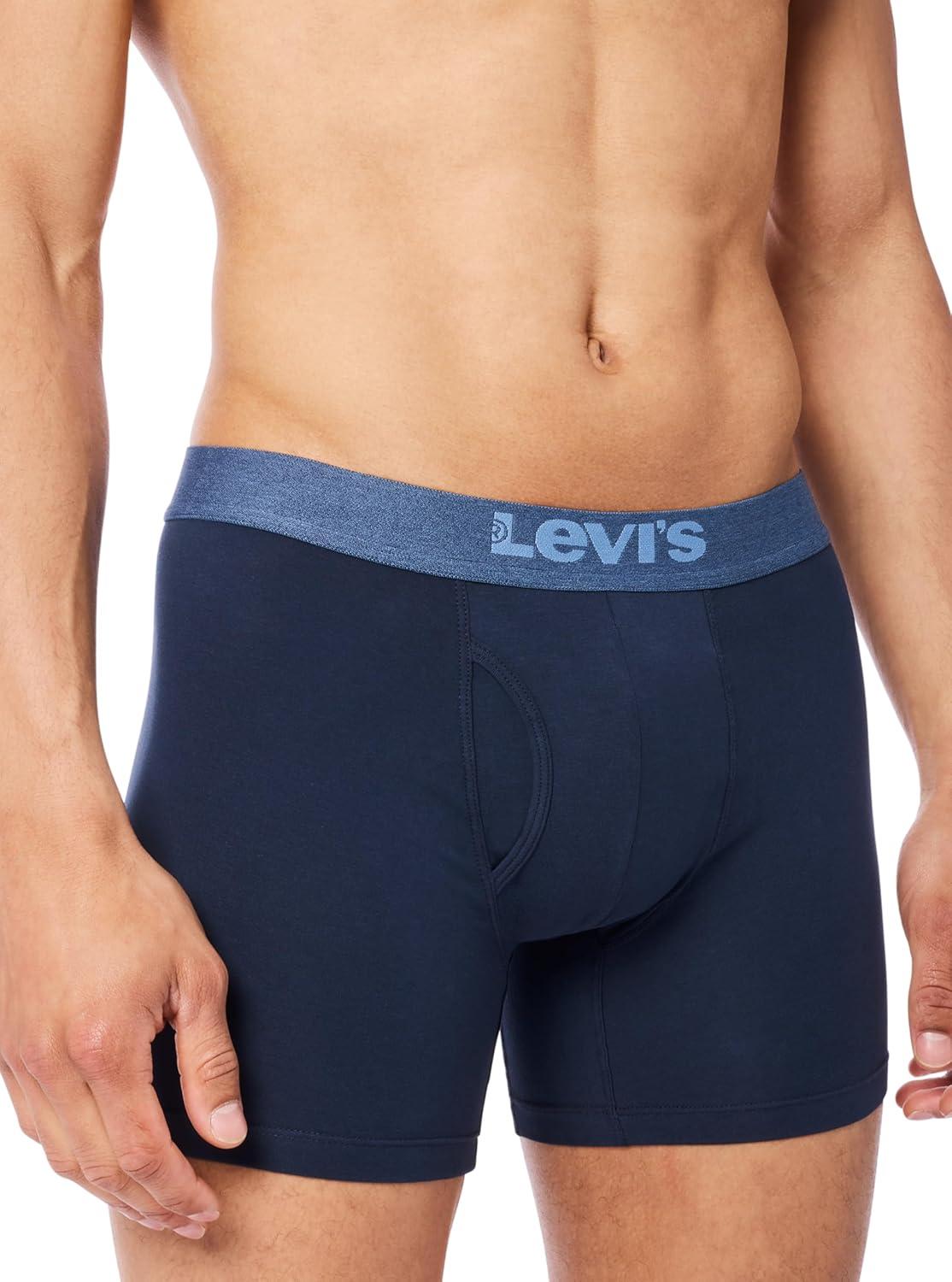 imageLevis Mens 5pack Boxer Brief With Melange Waistband Soft Cotton Tagfree Breathable ComfortBlue Combo