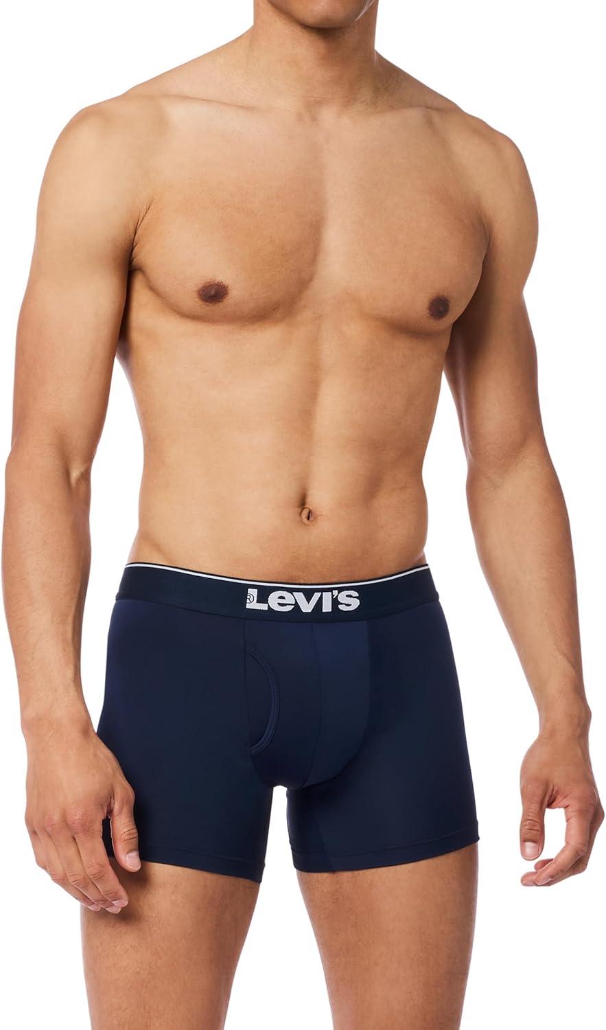 imageLevis Mens 5pack Microfiber Boxer Brief Moisture Wicking Ultra Soft Feel TagfreeBlue Combo
