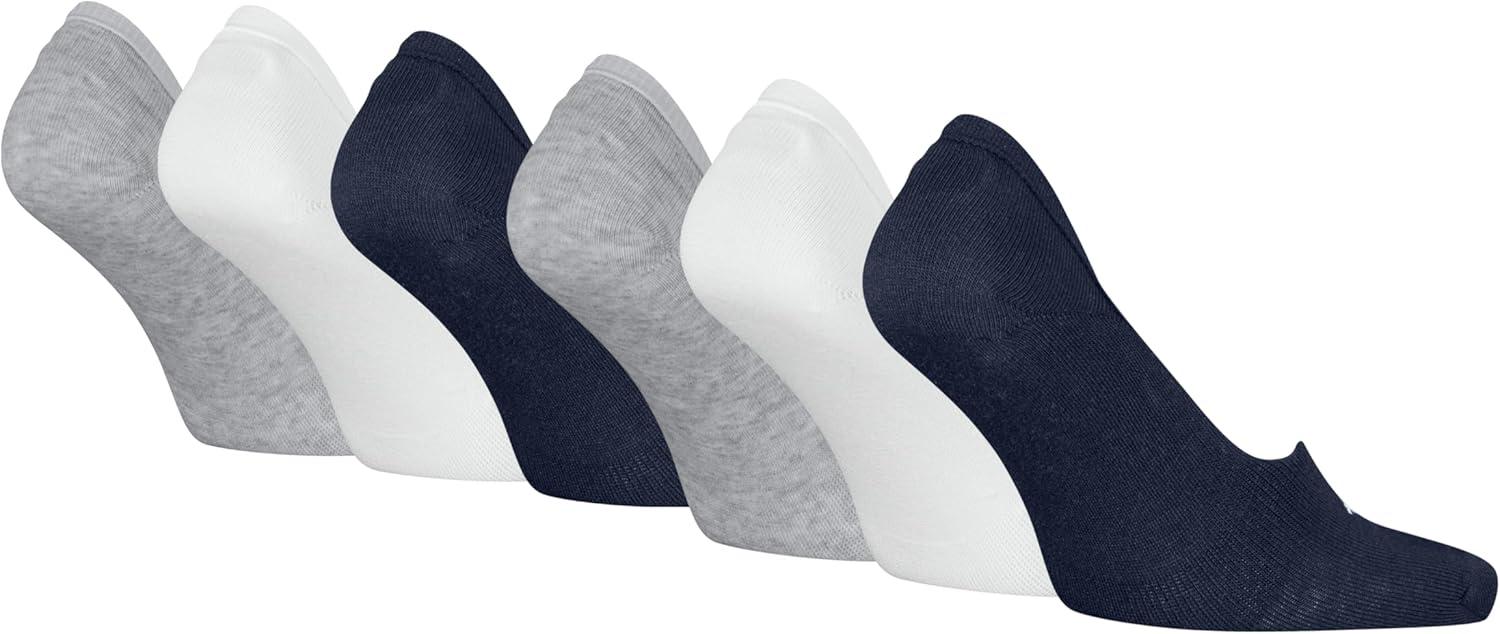 imageLevis Mens 6pack Fashion Liner Socks Lightweight Arch Support amp Mesh VentilationWhiteNavy BlazerHeather GreyTrue Blue