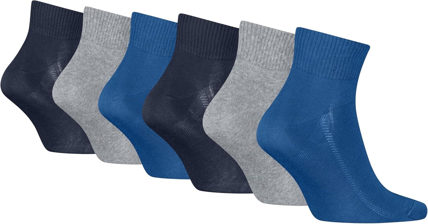 imageLevis Mens 6pack Quarter Crew Socks Lightweight Arch Support amp Mesh VentilationNavy BlazerTrue BlueGreyRed
