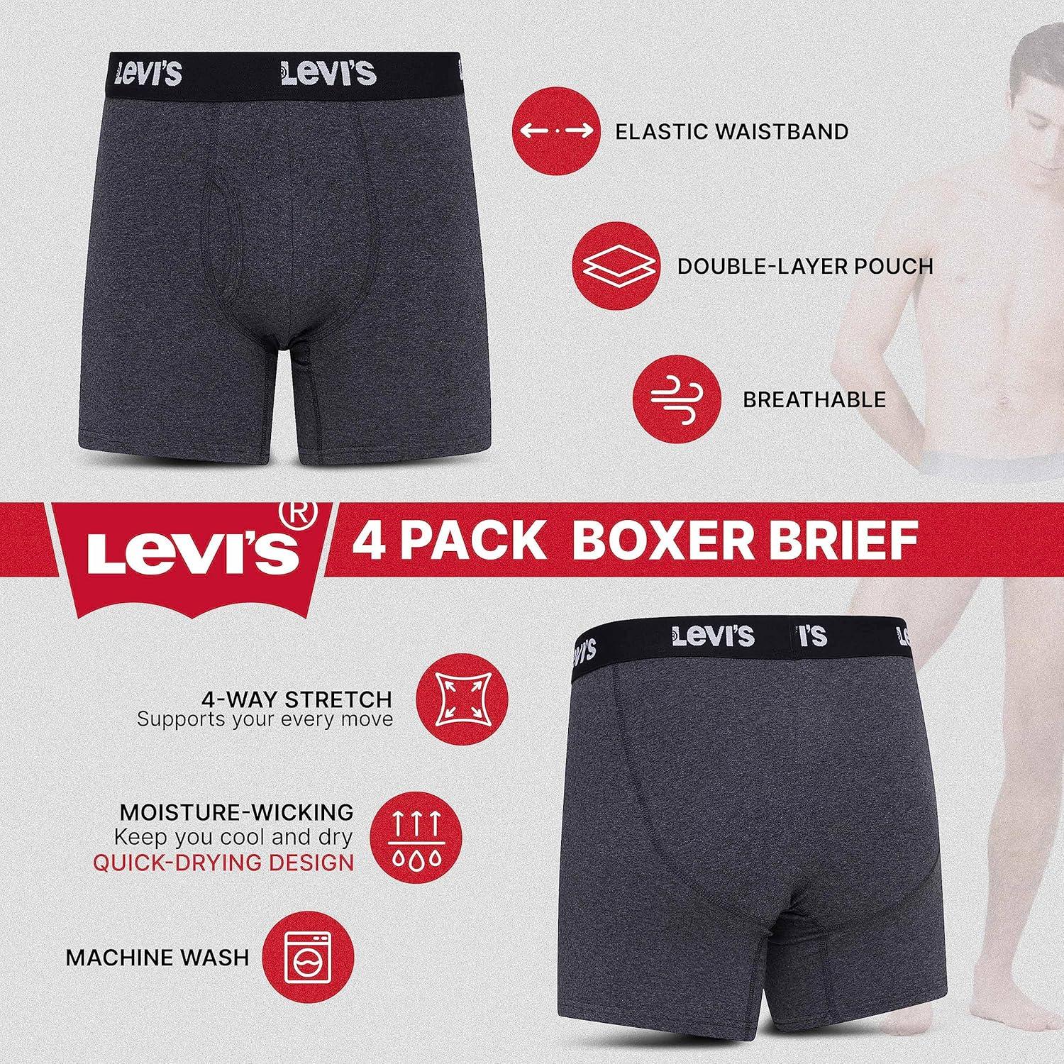 imageLevis Mens Boxer Briefs Breathable Stretch Underwear 4 PackCharcoal Heather Olive Camo