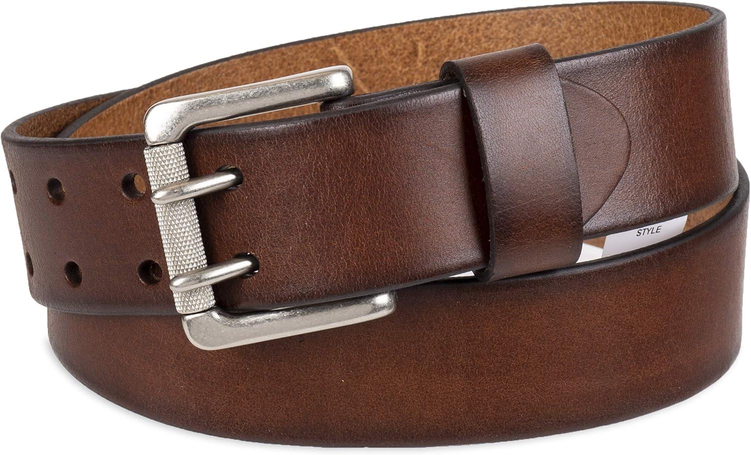 imageLevis Mens Casual Everyday Jean Belt with Double Prong BuckleBrown Rivets