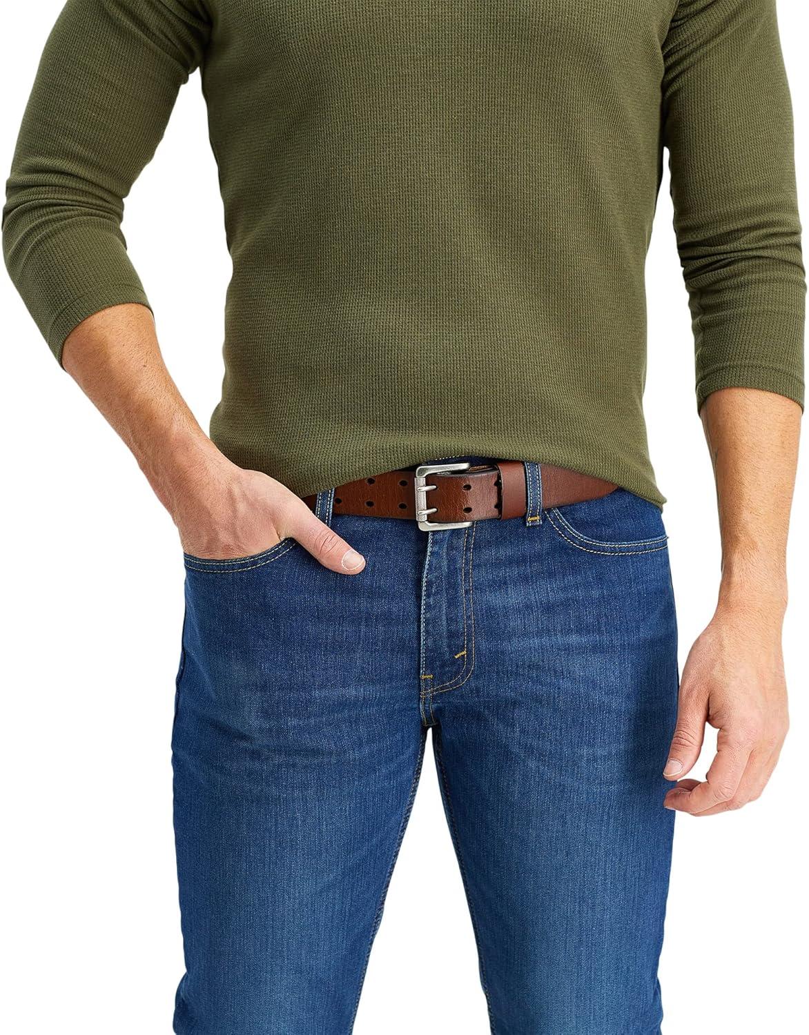 imageLevis Mens Casual Everyday Jean Belt with Double Prong BuckleBrown Rivets