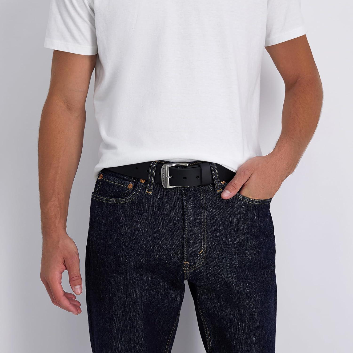 imageLevis Mens Casual Leather Belt Classic Strap for Jeans amp Everyday WearBlack Benito