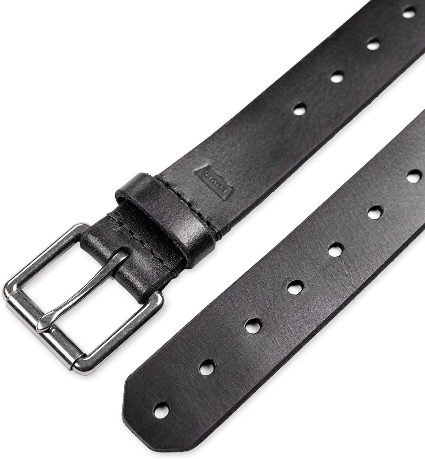 imageLevis Mens Casual Leather Belt Classic Strap for Jeans amp Everyday WearBlack Perforate