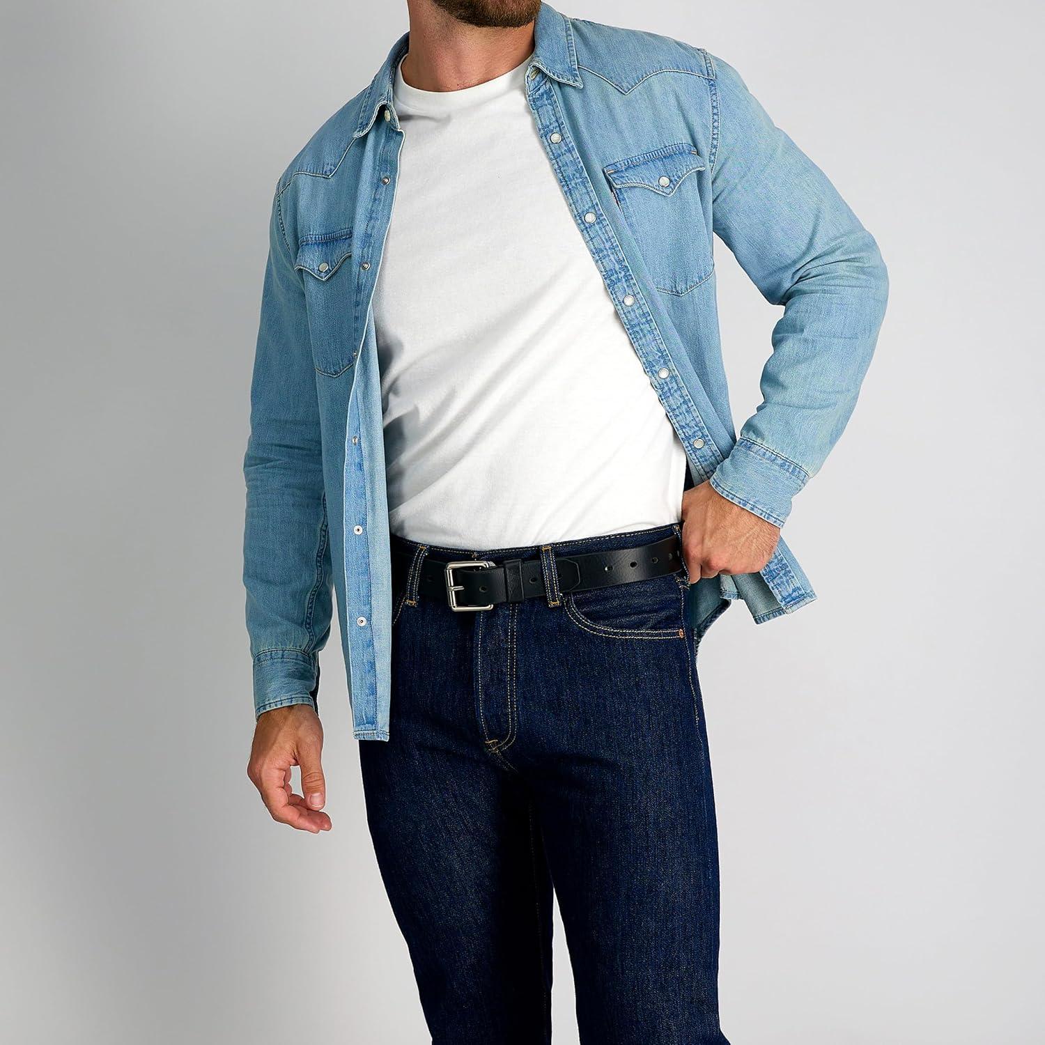 imageLevis Mens Casual Leather Belt Classic Strap for Jeans amp Everyday WearBlack Perforate
