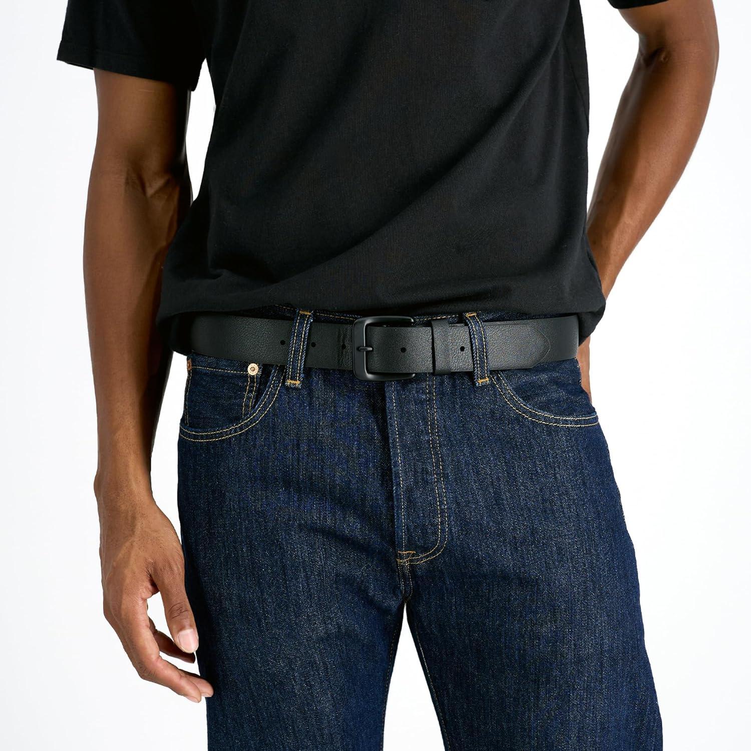 imageLevis Mens Casual Leather Belt Classic Strap for Jeans amp Everyday WearBlack Stretch