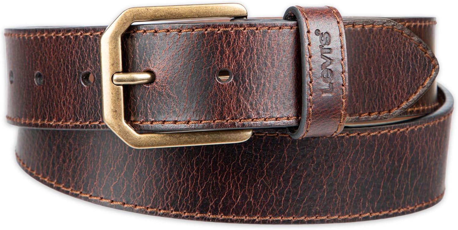 imageLevis Mens Casual Leather Belt Classic Strap for Jeans amp Everyday WearBurnished Brown