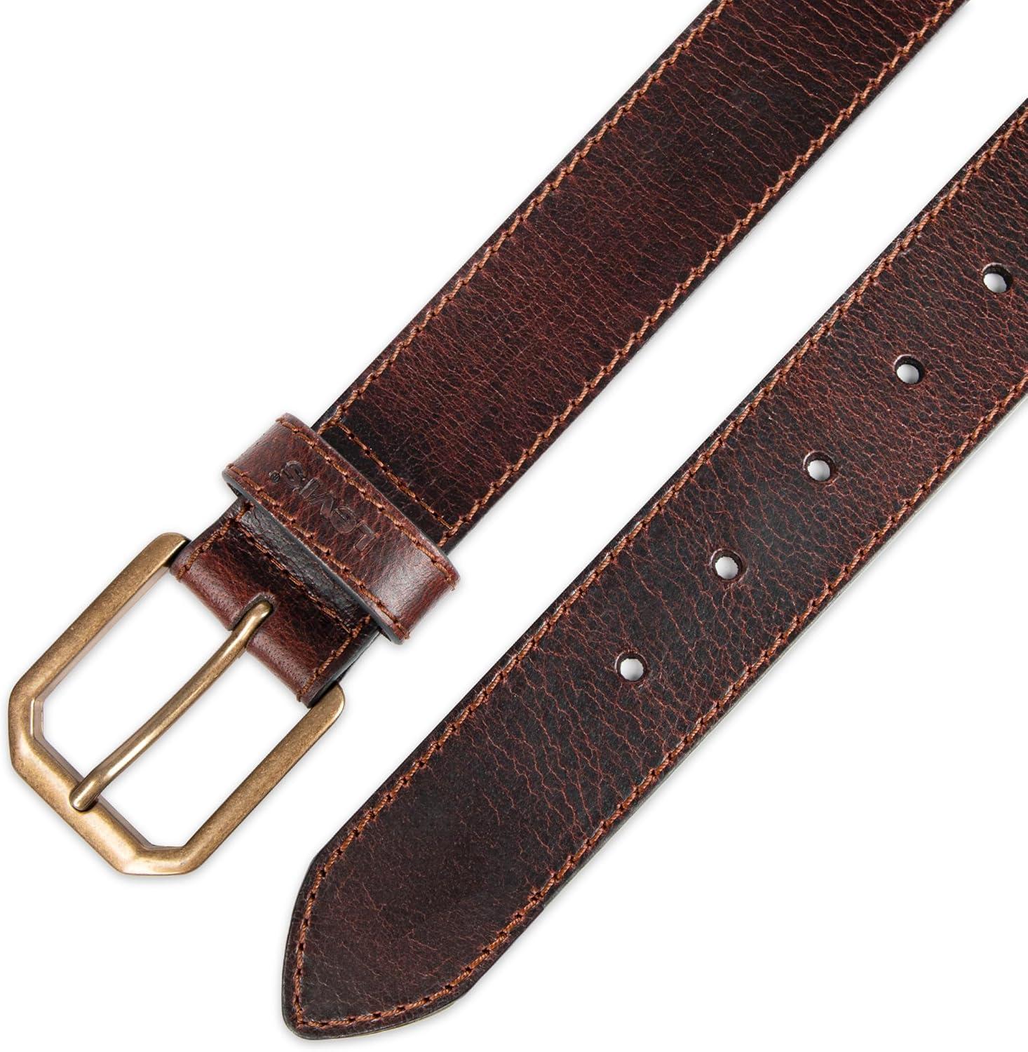 imageLevis Mens Casual Leather Belt Classic Strap for Jeans amp Everyday WearBurnished Brown