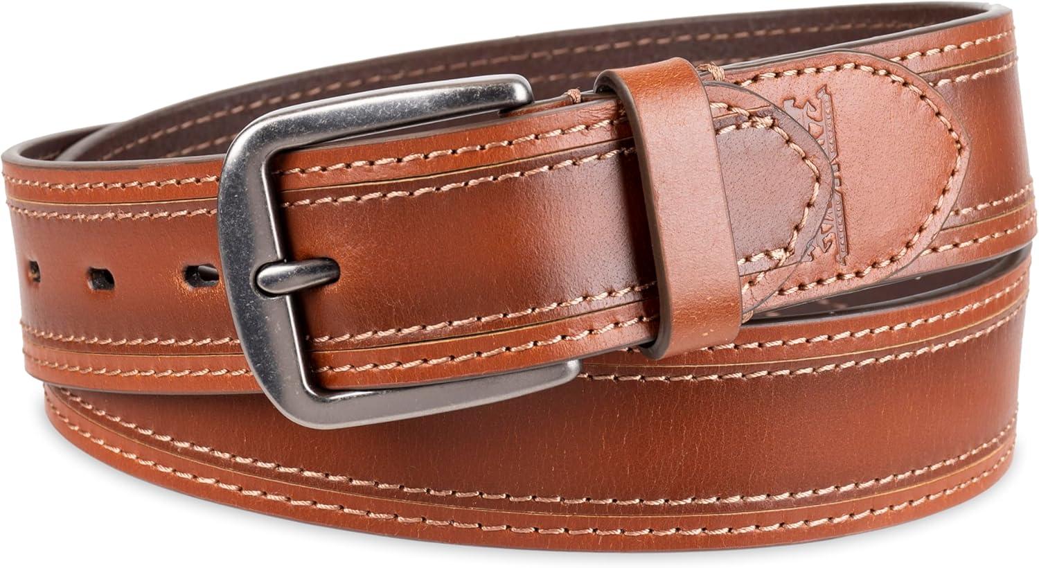 imageLevis Mens Casual Leather Belt Classic Strap for Jeans amp Everyday WearTan Double Stitch