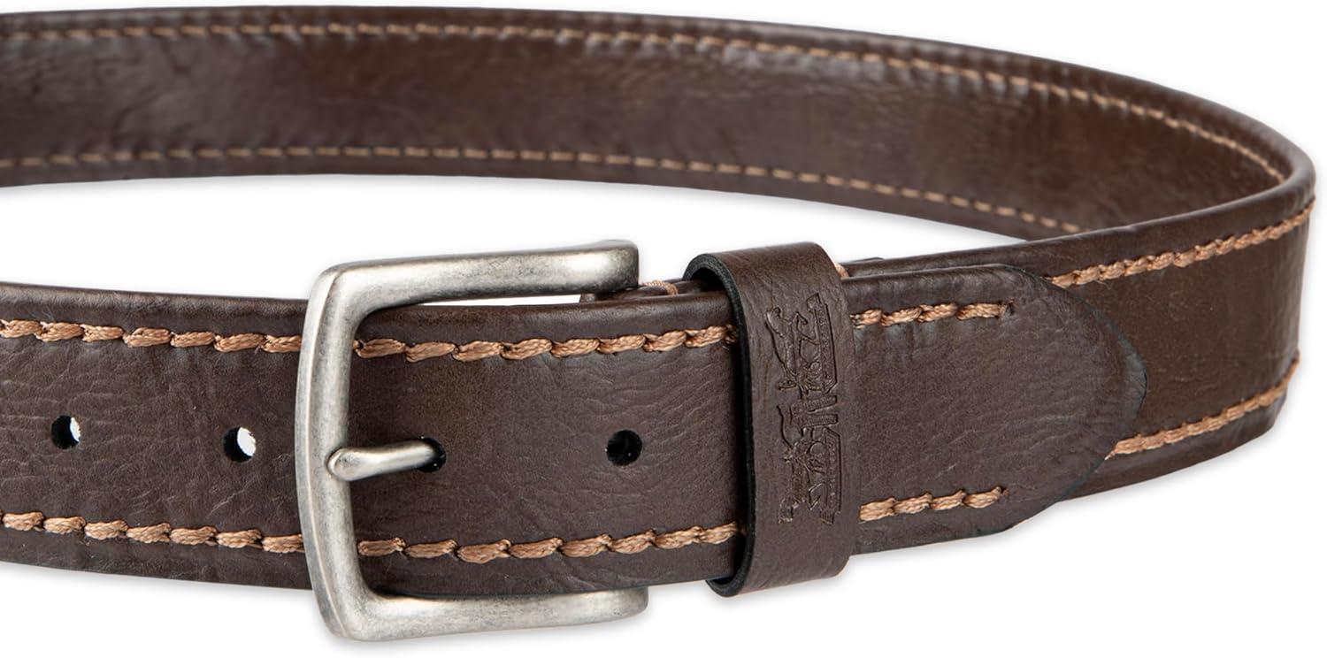 imageLevis Mens Casual Leather Belt Classic Strap for Jeans amp Everyday WearTan Stitch
