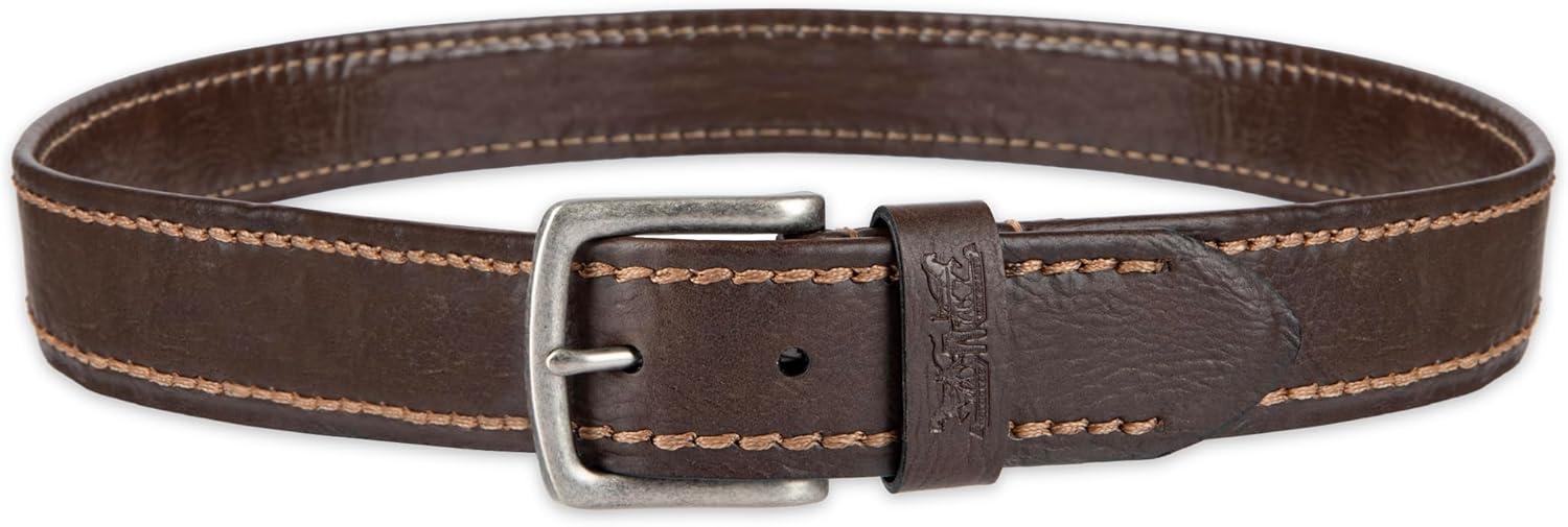 imageLevis Mens Casual Leather Belt Classic Strap for Jeans amp Everyday WearTan Stitch