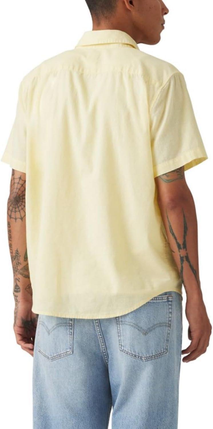 imageLevis Mens Classic 1 Pocket Short Sleeve Button Up Shirt Also Available in BigDouble Cream Cotton Linen