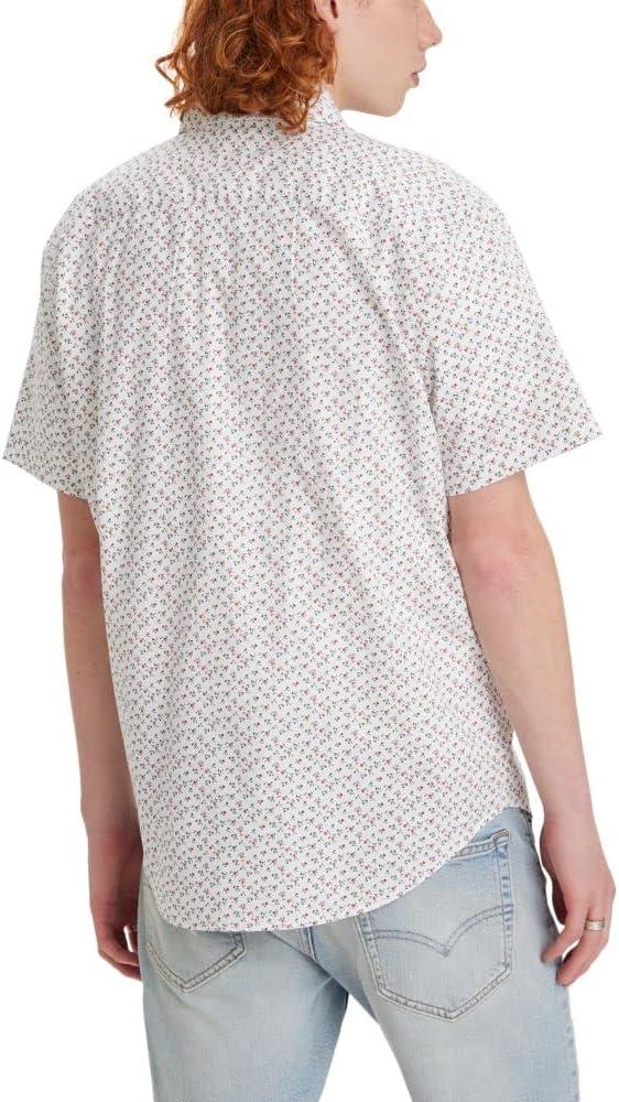 imageLevis Mens Classic 1 Pocket Short Sleeve Button Up Shirt Also Available in BigNew Francis Floral Bright White Print