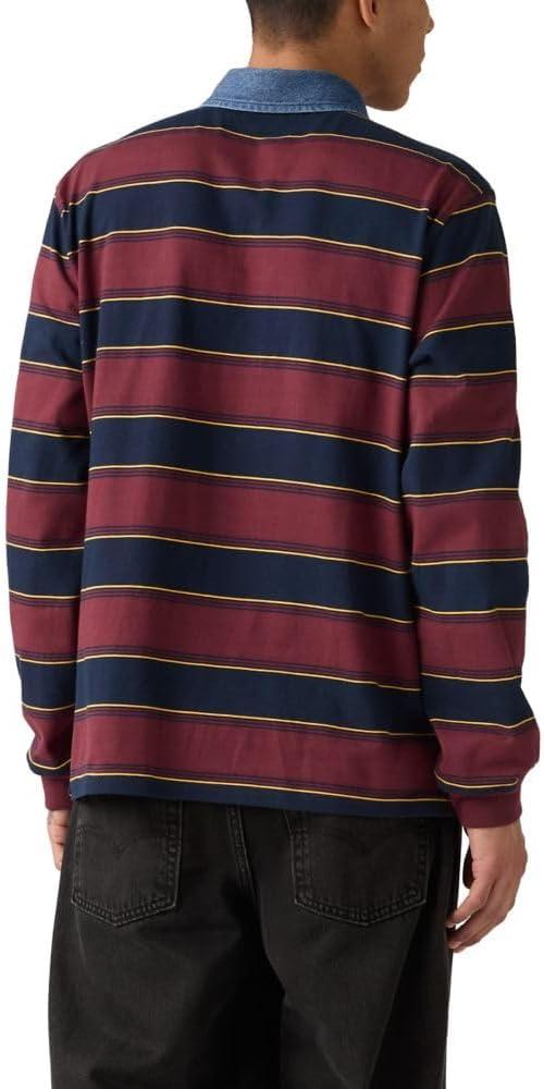 imageLevis Mens Classic Long Sleeve Rugby ShirtInigo Stripe Tawny Port