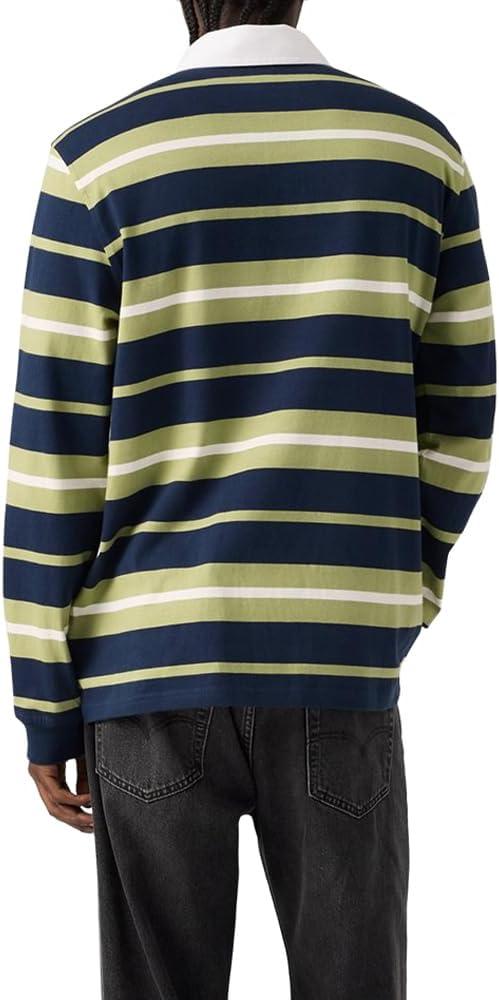 imageLevis Mens Classic Long Sleeve Rugby ShirtNew Fuse Stripe Navy Blazer
